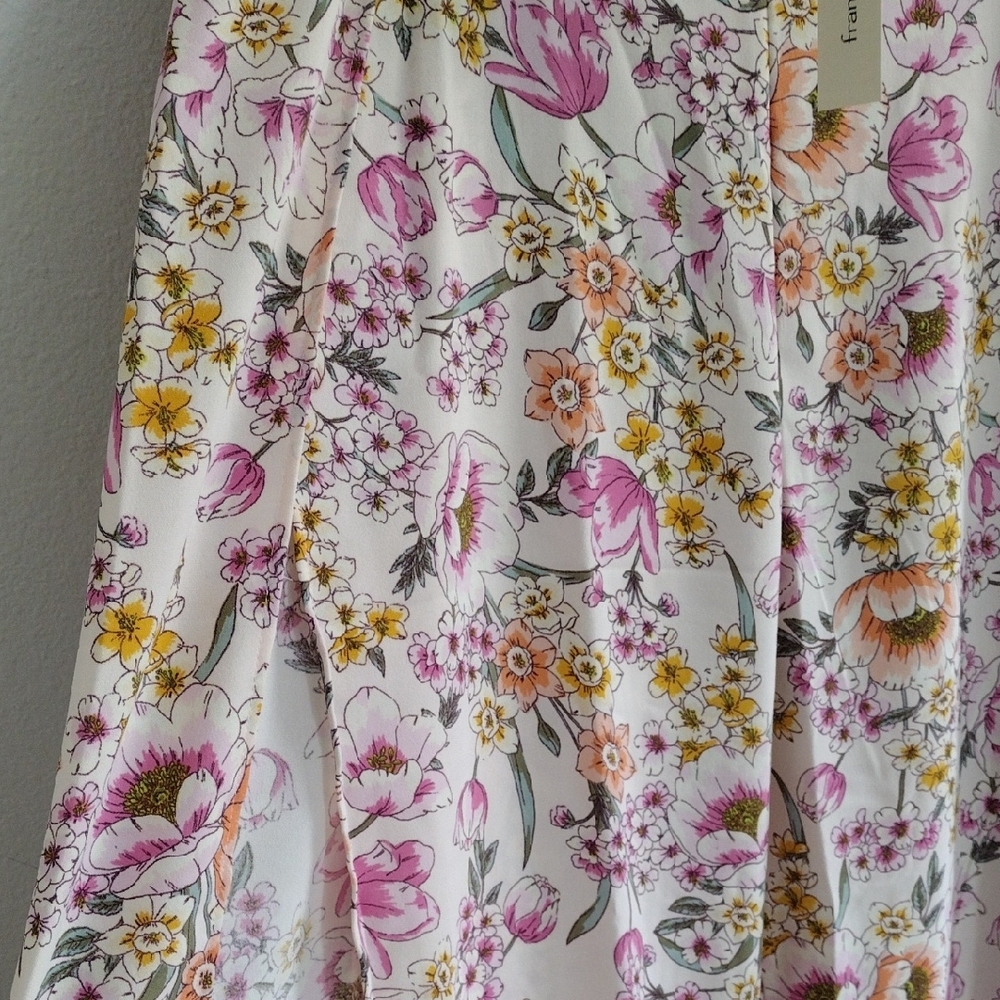 Francesca's Floral High-Slit Wide-Leg Pants. Size L - Picture 7 of 10